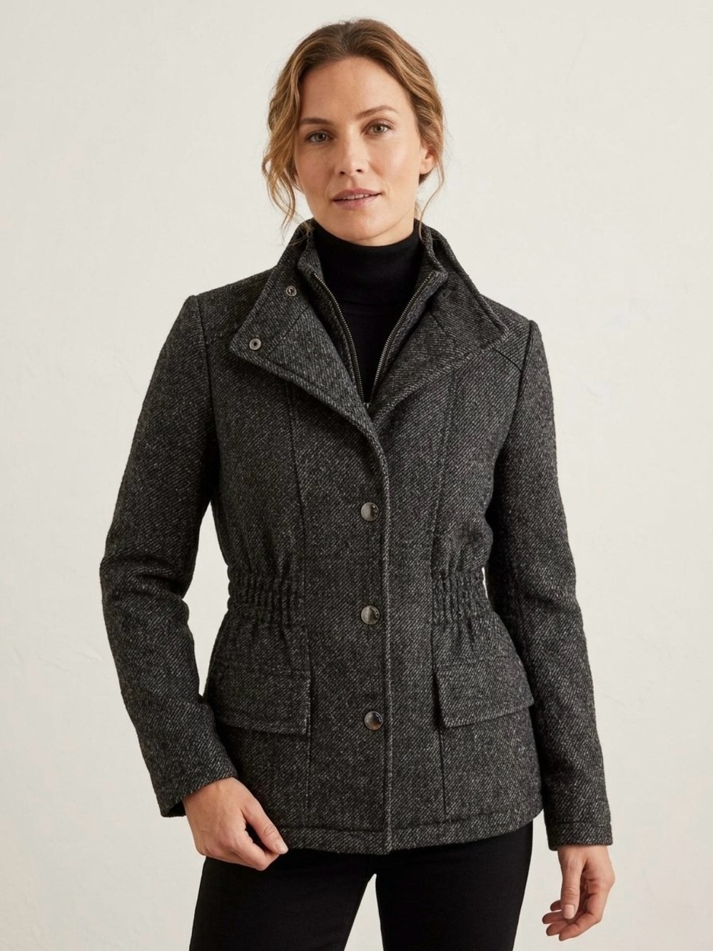 New York & Company Dark Gray Tweed Pea Coat - Size XS